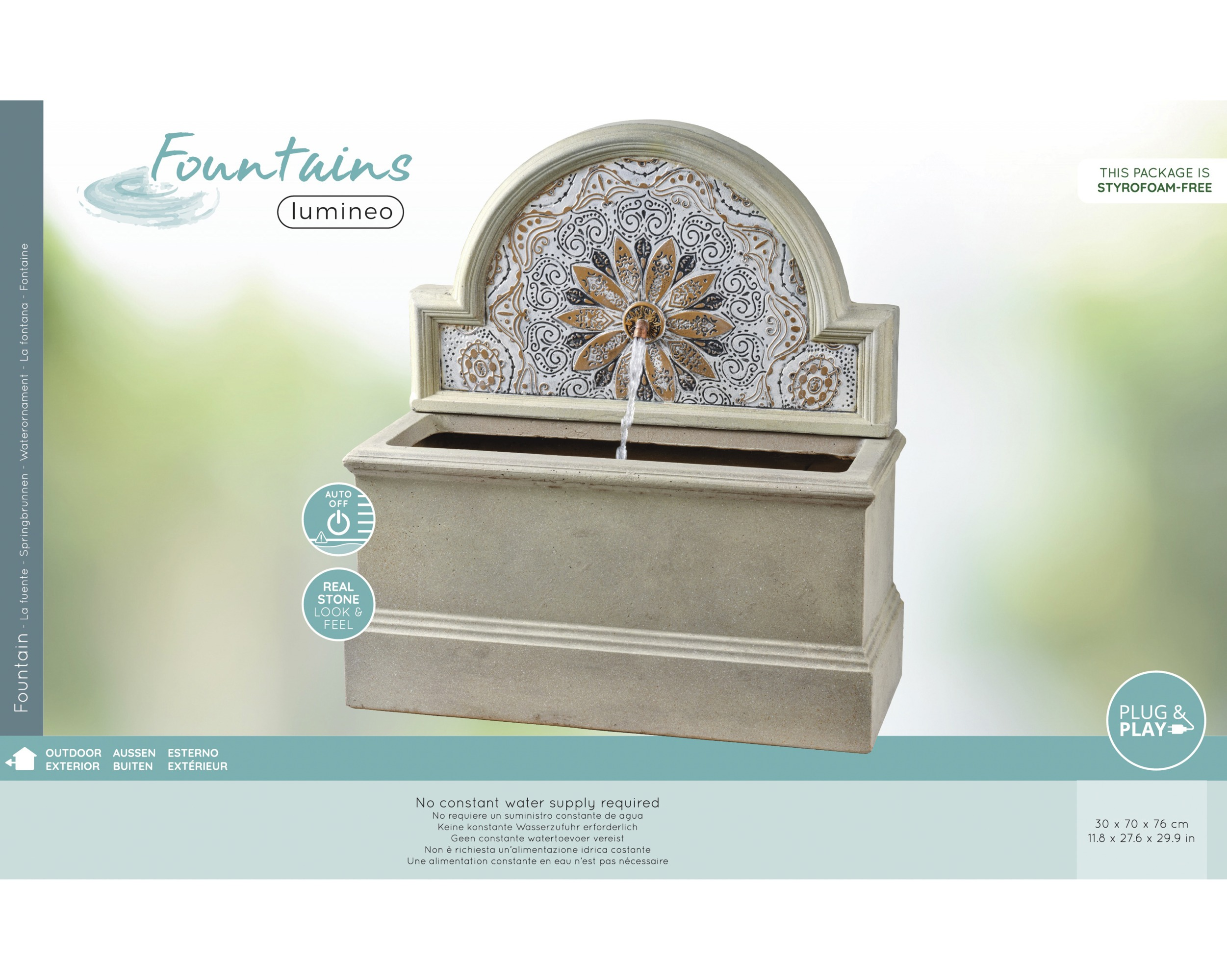 Fontanna ogrodowa ścienna – piaskowa, 76 cm