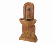 Fontanna ogrodowa ścienna z kranem – rustic brown, 151 cm