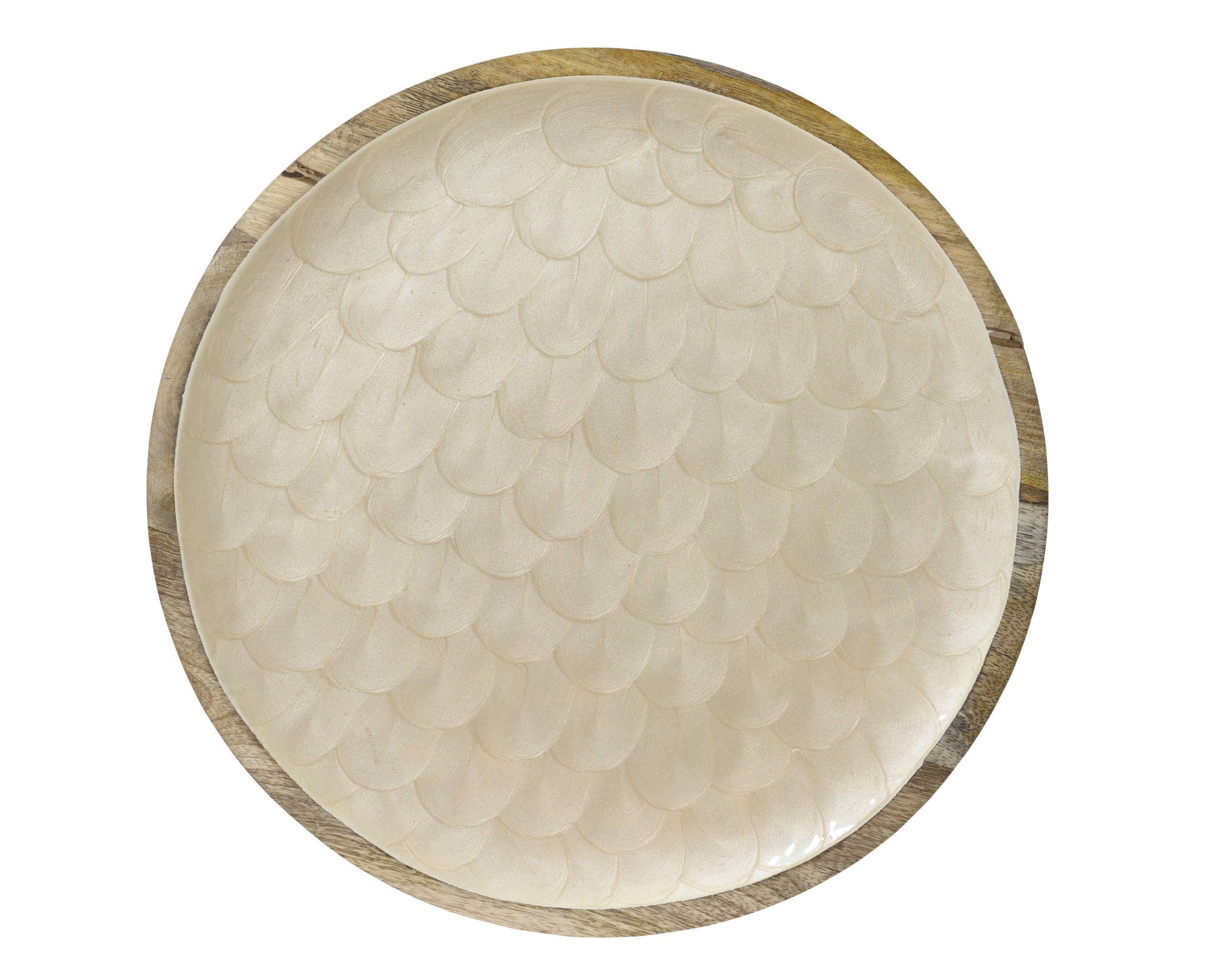 Taca dekoracyjna z drewna – kremowa 48 cm