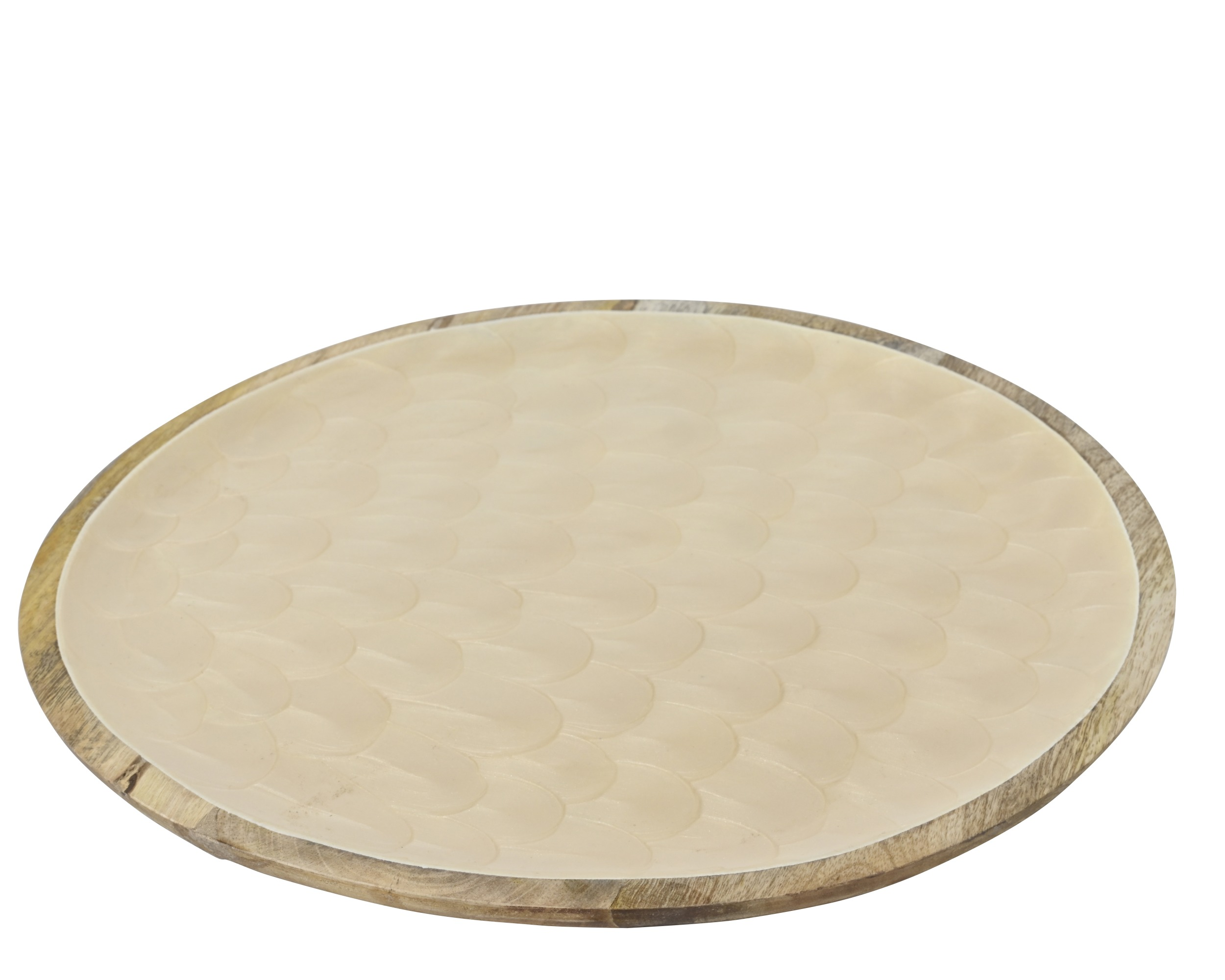 Taca dekoracyjna z drewna – kremowa 48 cm