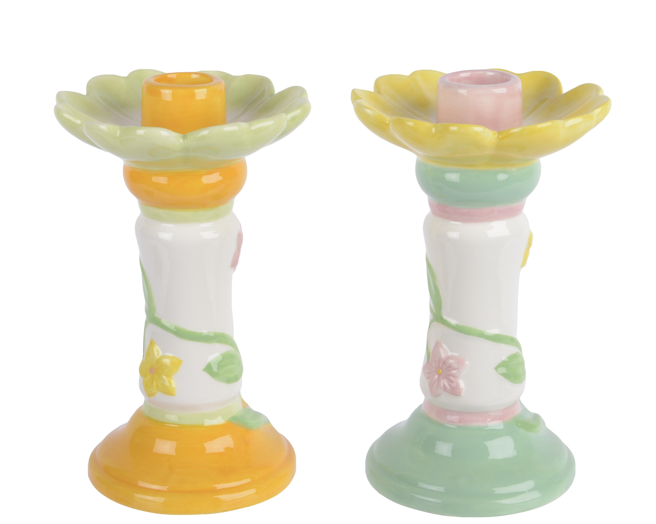 Świecznik dolomitowy kwiat 16,5 cm pastelowy