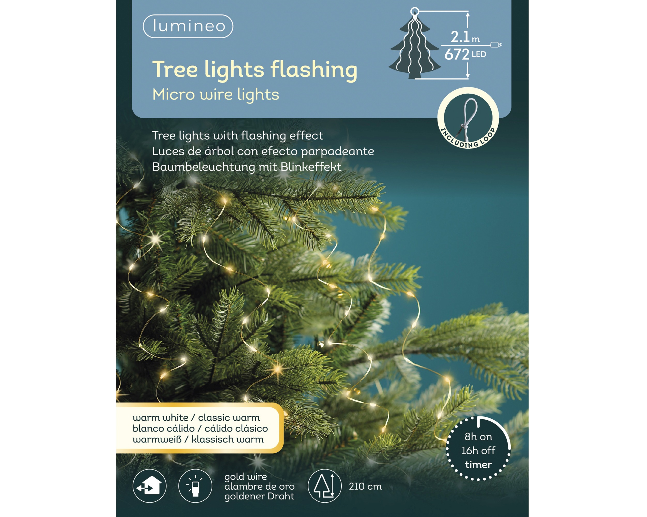 Ciepłe lampki Micro LED na druciku  210 cm – zewnętrzne