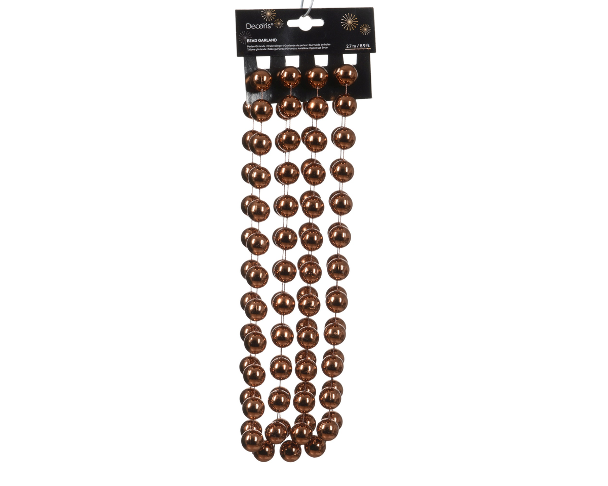 Brązowa girlanda z dużych koralików Espresso 270 cm