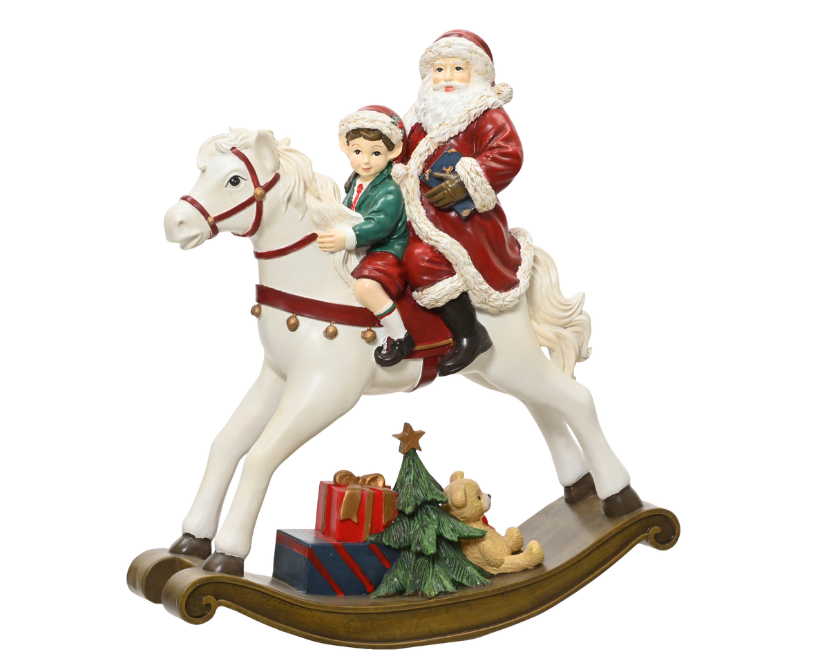Figurka konia na biegunach z Mikołajem 34,6 cm