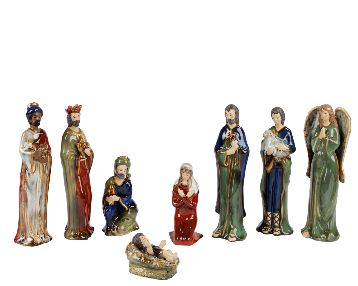 Porcelanowa szopka bożonarodzeniowa – zestaw 8 figurek 18 cm