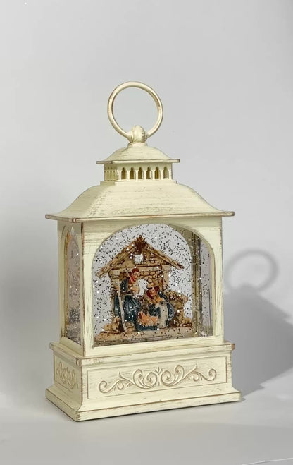 Pozytywka LED Biała Latarenka z Szopką