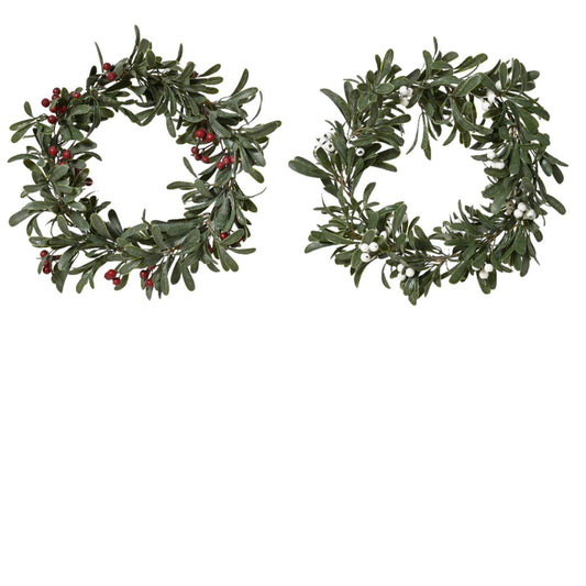 Wieniec świąteczny z jagodami i efektem szronu – 35 cm biały lub czerwony